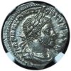 Ancient Roman Imperial Elagabalus AD 218-222 AR denarius NGC Ch. AU 4/5 & 5/5