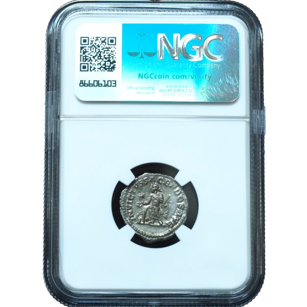 Ancient Roman Imperial Elagabalus AD 218-222 AR denarius NGC Ch. AU 4/5 & 5/5