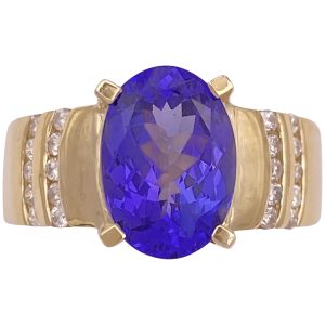 4.30ctw Tanzanite Ring with Diamond Accents 14K Gold