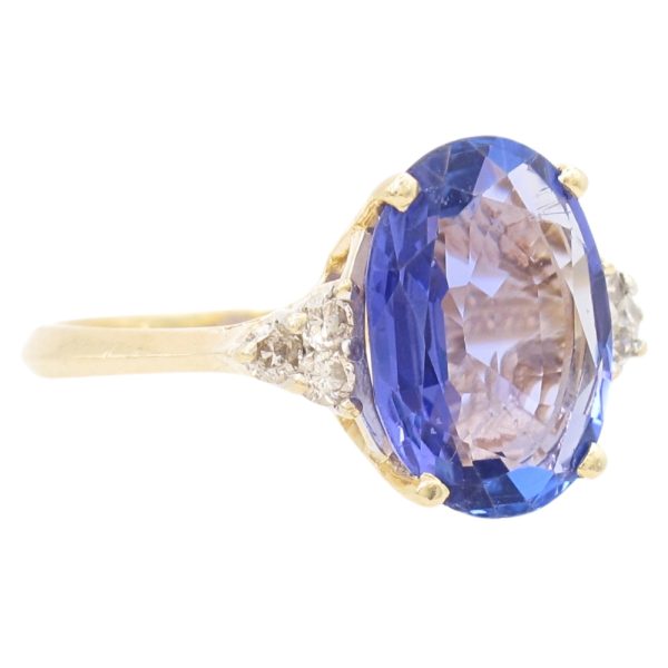 4.98ctw Tanzanite Ring with Diamond Accents 14K Gold side