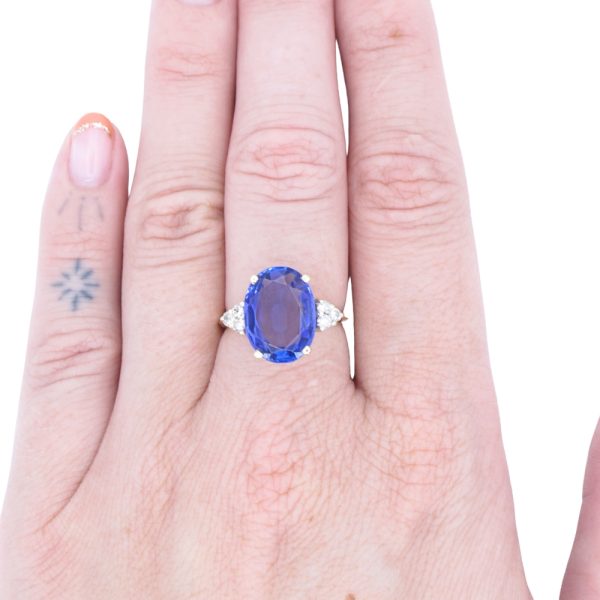 4.98ctw Tanzanite Ring with Diamond Accents 14K Gold worn