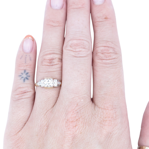 .46ct Old European Diamond Edwardian Engagement Ring 14K worn