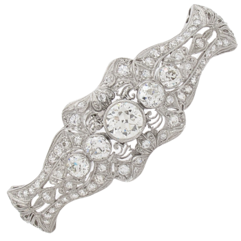 4ctw Old European Diamond Platinum & 14k Edwardian Bolo Bracelet GIA front