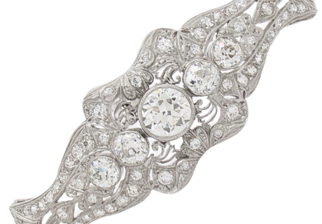 4ctw Old European Diamond Platinum & 14k Edwardian Bolo Bracelet GIA front