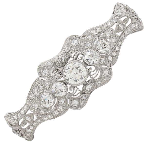 4ctw Old European Diamond Platinum & 14k Edwardian Bolo Bracelet GIA front