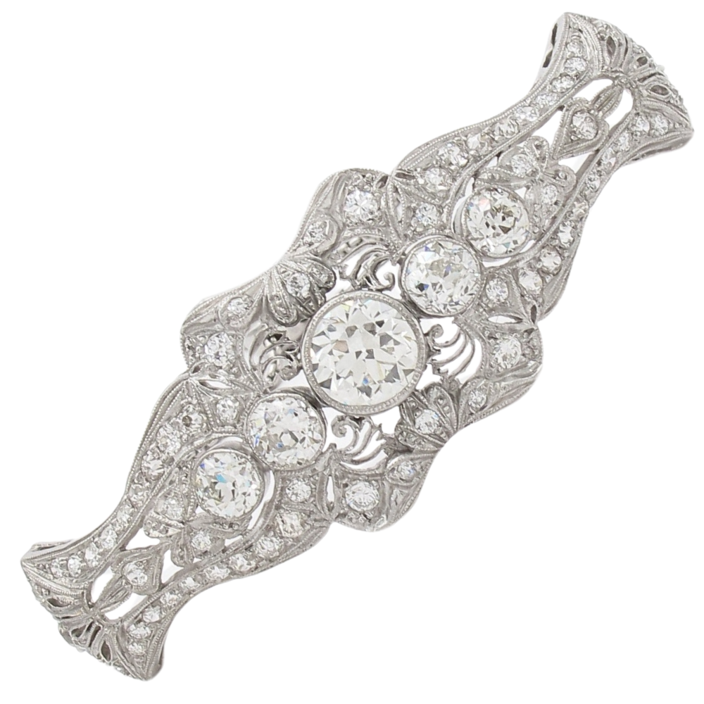 4ctw Diamond Platinum & 14k Edwardian Bracelet GIA