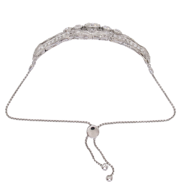 4ctw Old European Diamond Platinum & 14k Edwardian Bolo Bracelet GIA profile