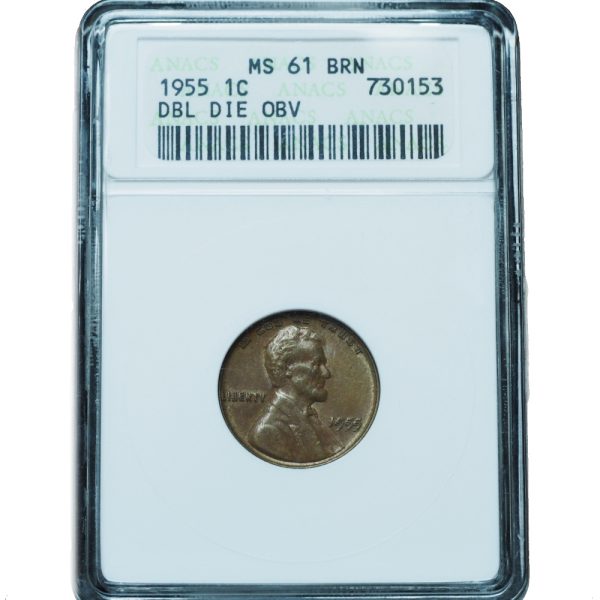 1955 Double Die Lincoln Penny MS61 BN ANACS Old Soapbox