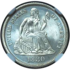 1880 Seated Liberty Dime MS67+ NGC