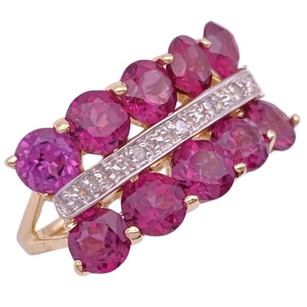 5.25ctw Pink Tourmaline Ring 14K Two-Tone Gold side