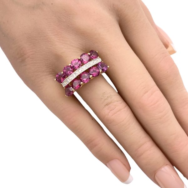 5.25ctw Pink Tourmaline Ring 14K Two-Tone Gold worn