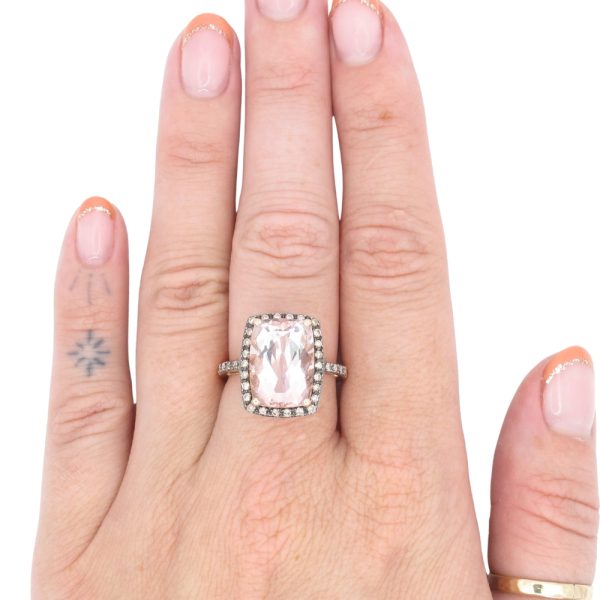5.68ctw Morganite Ring 14K Rose Gold worn
