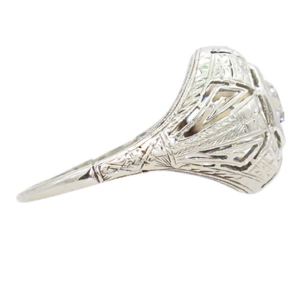 .50ct Old European Diamond Art Deco Filigree Ring 18K side (1)