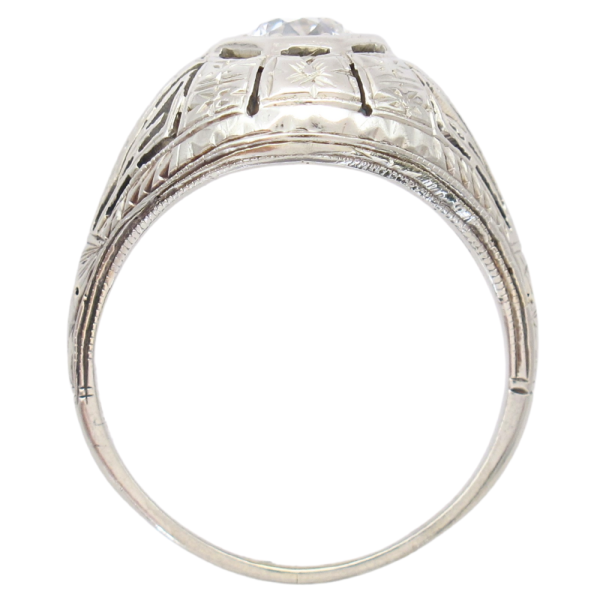 .50ct Old European Diamond Art Deco Filigree Ring 18K side (2)