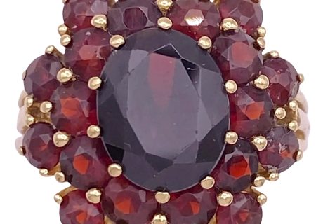 8.18ctw Garnet Cluster Ring 14K Gold