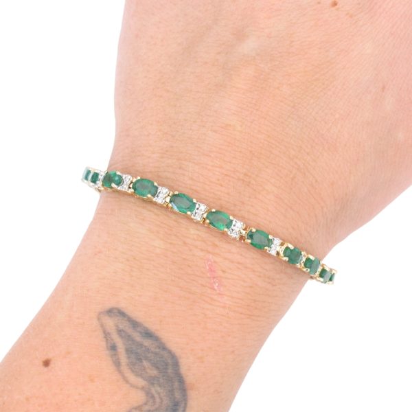 9.0ctw Natural Emerald Bracelet 14K Gold worn