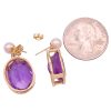 Amethyst Statement Earrings with Cultured Pearls 14K Gold size