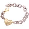 Chunky Cable Link Bracelet with Heart Detail 14K Gold