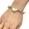 Chunky Cable Link Bracelet with Heart Detail 14K Gold worn