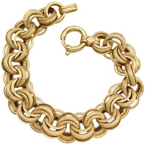 Chunky Triple Circle Link Bracelet 14K Gold