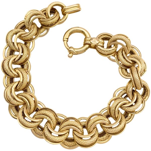 Chunky Triple Circle Link Bracelet 14K Gold