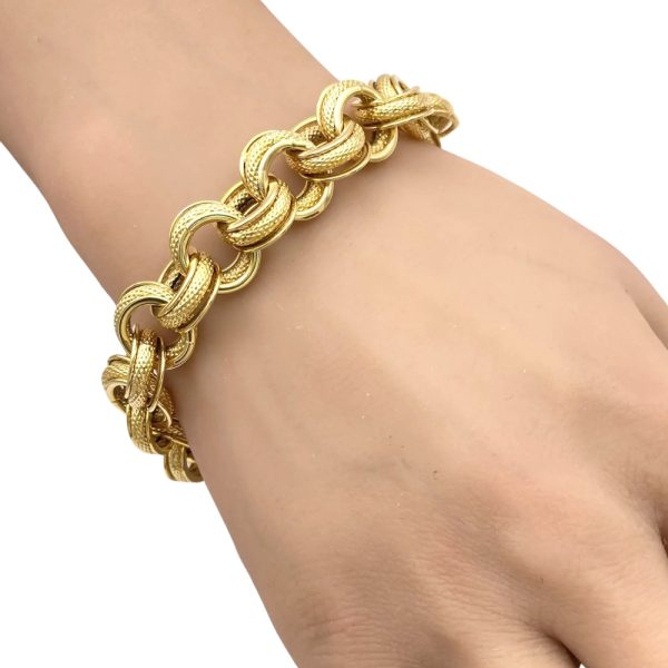 Chunky Triple Circle Link Bracelet 14K Gold worn