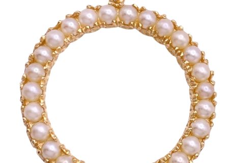 Cultured Pearl Circle Pendant 14K Gold