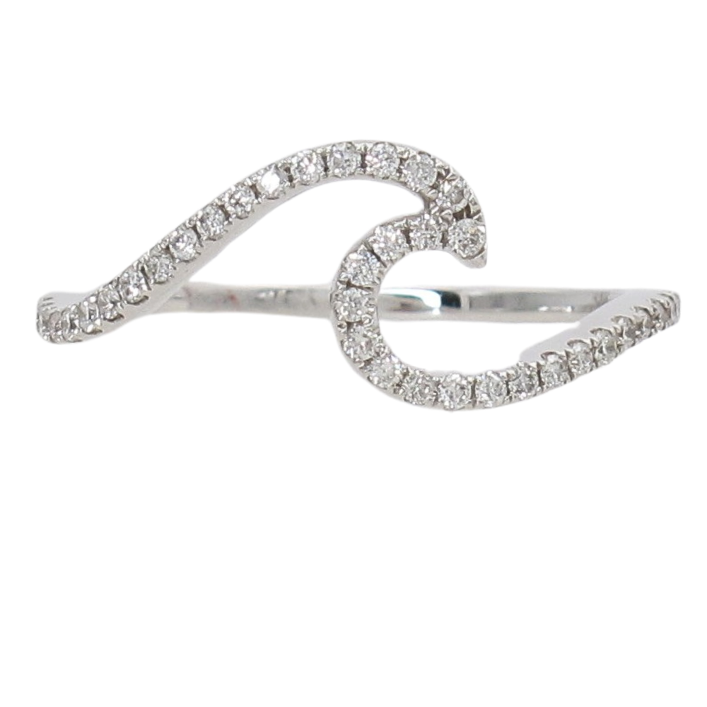 Diamond Wave Ring 14K White Gold