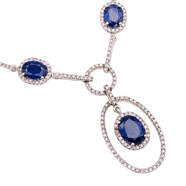 Effy Natural Sapphire Necklace with Diamond Accents 14K Gold close up