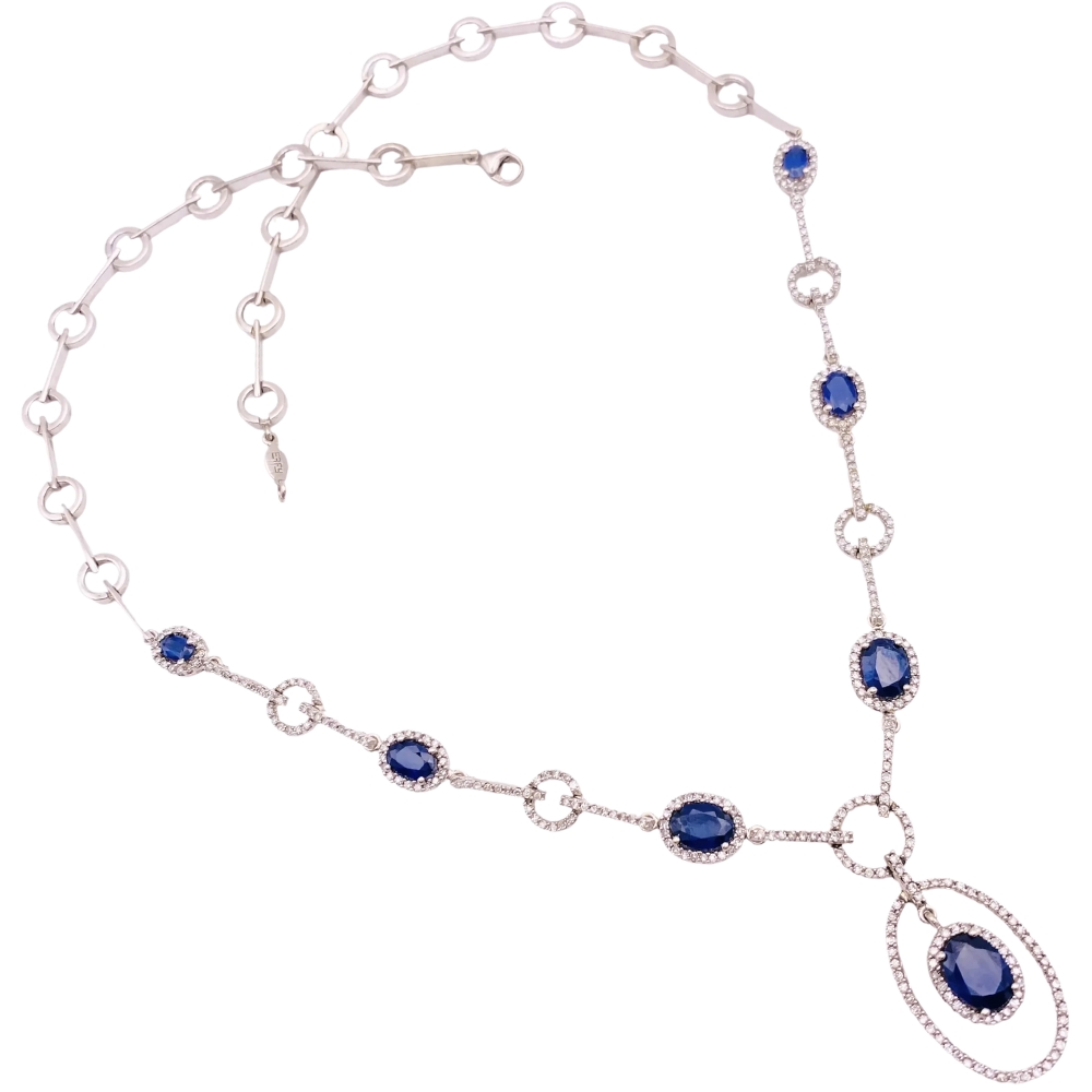 Effy Natural Sapphire Necklace with Diamond Accents 14K Gold