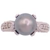 Gray Cultured Pearl Ring with Diamond Accents 14K Gold