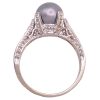 Gray Cultured Pearl Ring with Diamond Accents 14K Gold profile
