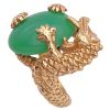 Jade Dragon Ring with Diamond Accent 14K Gold head side
