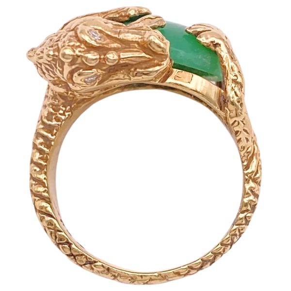 Jade Dragon Ring with Diamond Accent 14K Gold top