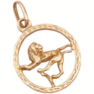 Leo Lion Zodiac Pendant 14K Gold