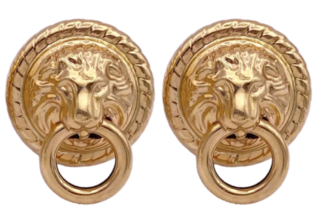 Lions Head Door-Knocker Earrings 14K Gold (2)