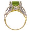Modernist 9.86ctw Peridot Ring with Diamond Accents 14K Gold profile