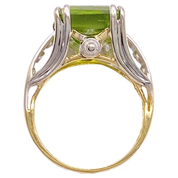 Modernist 9.86ctw Peridot Ring with Diamond Accents 14K Gold profile