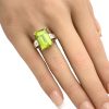 Modernist 9.86ctw Peridot Ring with Diamond Accents 14K Gold worn