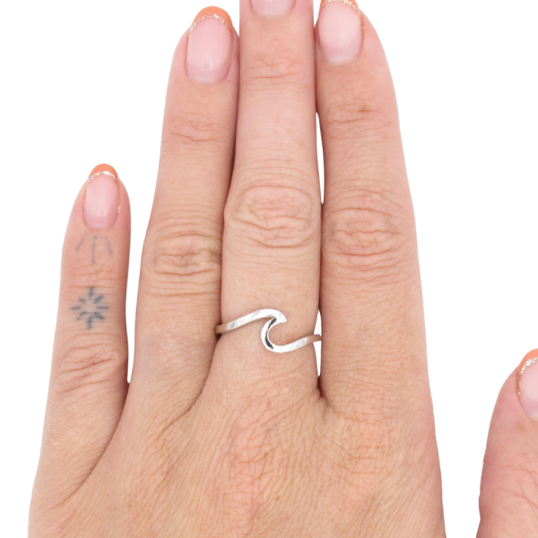 Ocean Wave Ring 14K white gold worn