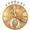 Opal Clock Pendant Brooch with Diamond Accents 14K Gold