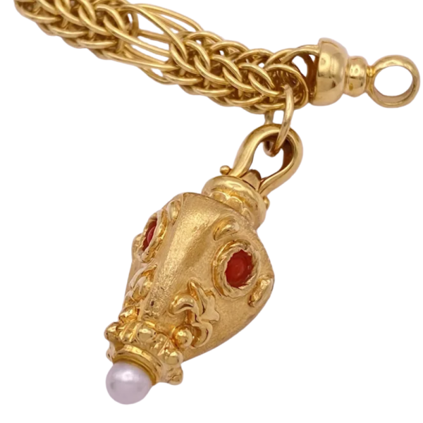 Ornate Jeweled Bauble Charm Bracelet 14K Gold coral (1)