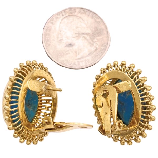 Persian Turquoise Statement Earrings 18K Gold back