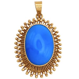 Persian Turquoise Statement Pendant 18K Gold