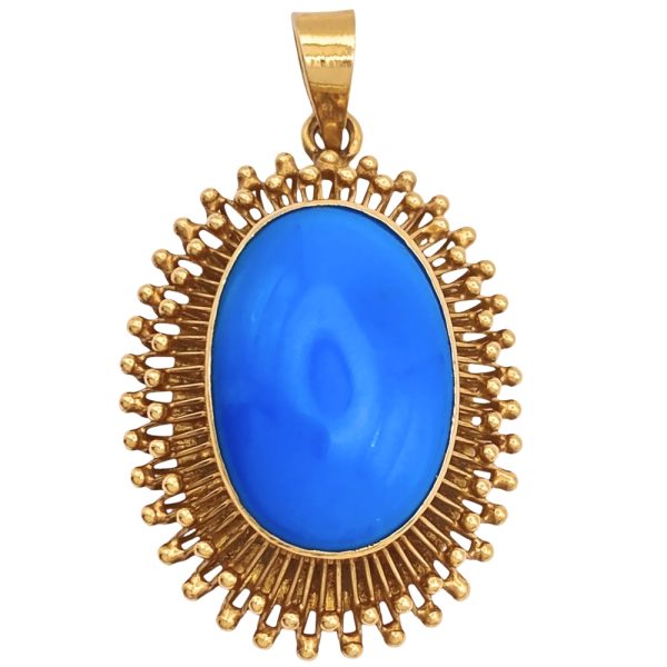 Persian Turquoise Statement Pendant 18K Gold