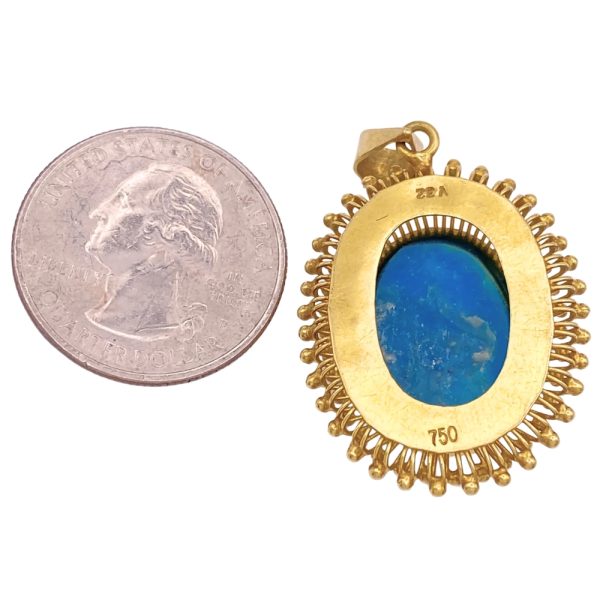 Persian Turquoise Statement Pendant 18K Gold back