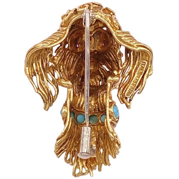 Poodle Dog Brooch Pin 18K Gold back
