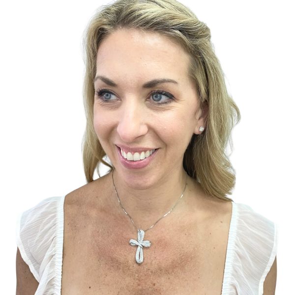 Sonia Bitton 2.40ctw Diamond Cross Pendant 14K Gold worn
