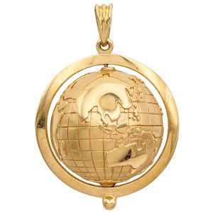 Spinning Globe Pendant 14K Gold side one