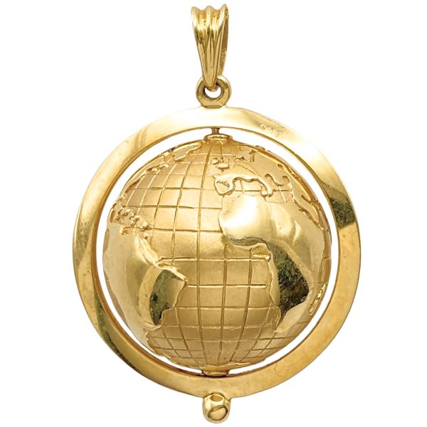 Spinning Globe Pendant 14K Gold side two